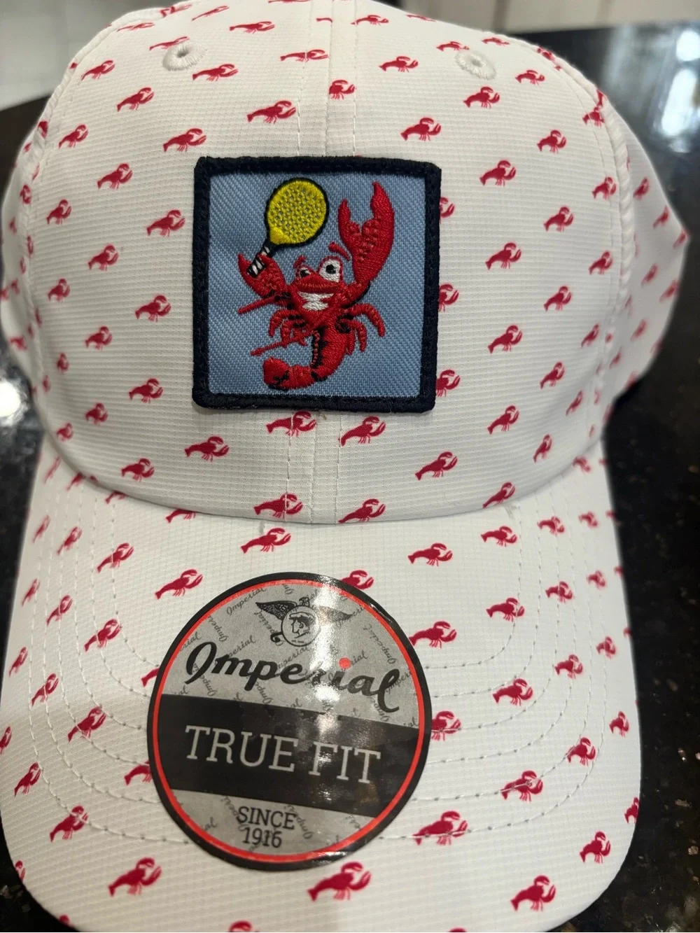 White Kids' Crab Print Cap with Embroidered Crab Patch